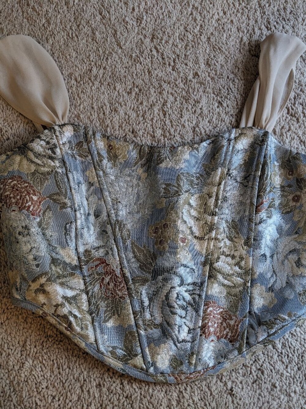 Altar'd State Blue Floral Tapestry Corset Top Size Medium Cottagecore Romantic